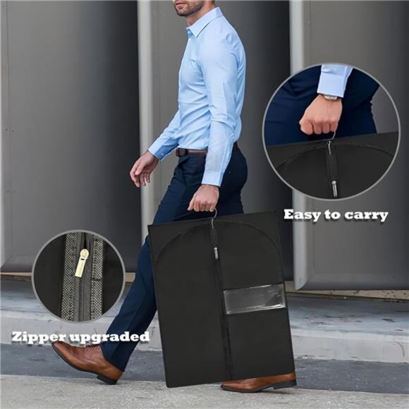 Garment Bags for Hanging Clothes Suit Dress Bag Long Black Travel Storage Cover - Picture 4 of 7